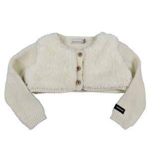 Catimini Girls Bolero Cardigan Sweater Size 3 Toddler Faux‎ Fur Front Shrug Crop